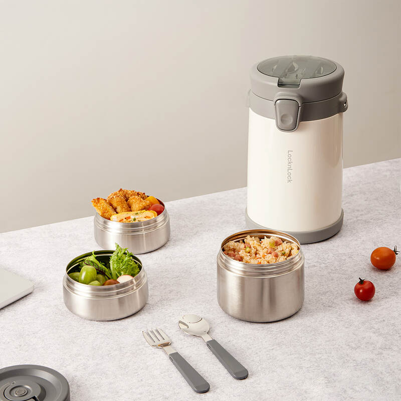 Bộ Hộp Cơm Giữ Nhiệt LocknLock Easy Carry 2.0L, 720Ml*1, 420Ml*2, Bộ Muỗng Và Nĩa*1, Túi Đựng*1 - 2 Màu (Xanh, Trắng) - LHC8039 image number null